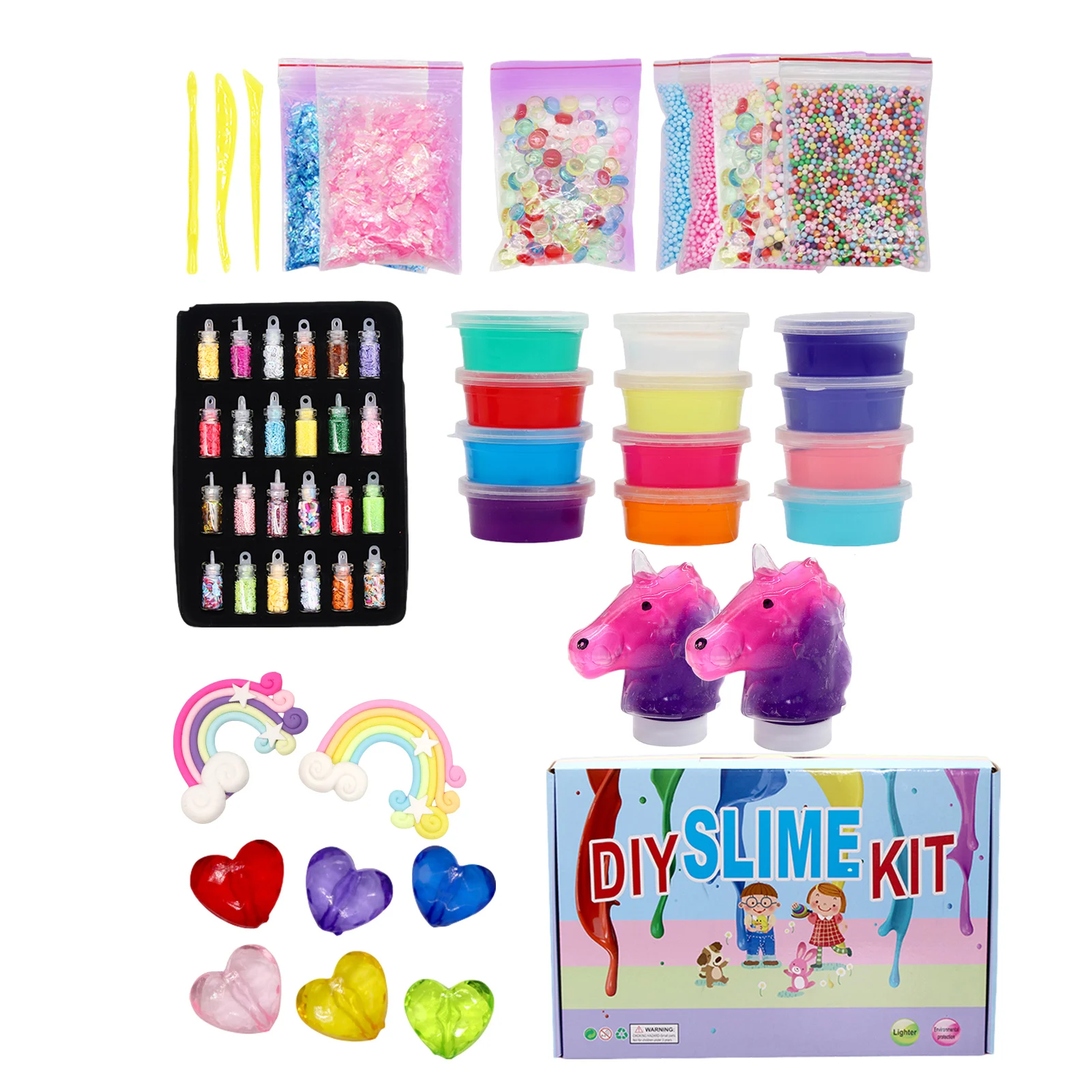 24 Цвета Дети DIY Slime Подвески банки с блеском поставки слаймов комплект игрушки