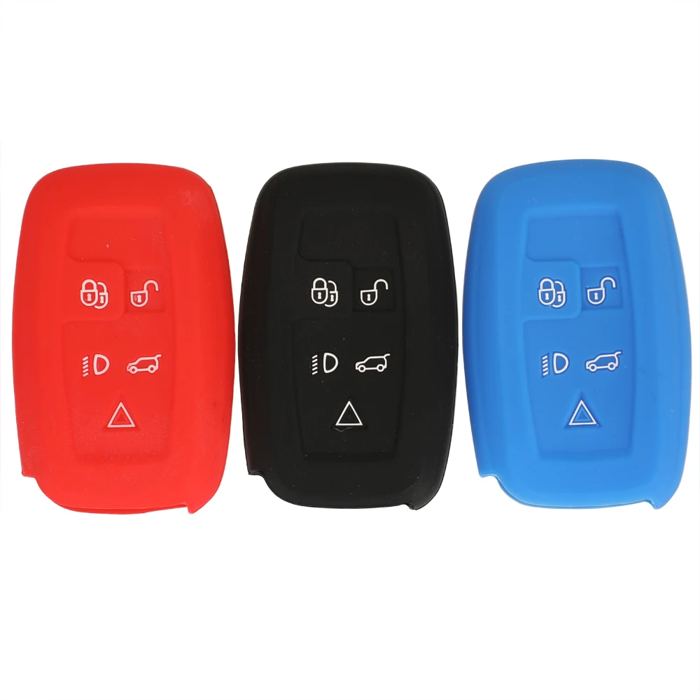 

jingyuqin 10Pcs 5 Buttons Silicone Rubber Remote Car Key Case Cover Fob For Land Rover LR4 LR2 Discovery Car-Styling Holder