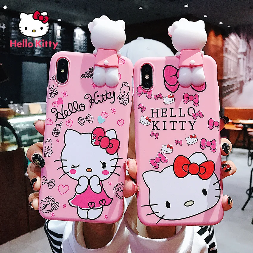 

Hello Kitty 3D Cartoon Cute Phone Case for iPhone12 12Pro 12Promax 11 Pro 11Promax Mini X XS MAX XR 7 8 Plus Cover