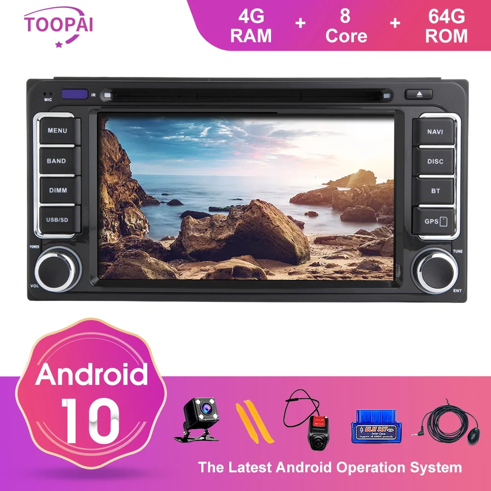 Автомобильный мультимедийный плеер TOOPAI универсальный на Android 10 для Toyota RAV4 COROLLA CAMRY