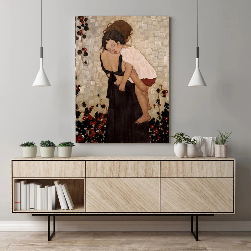 

Classical children's canvas painting artist Gustav Krimtz's mother posters and prints wall art print canvas home decor gifts