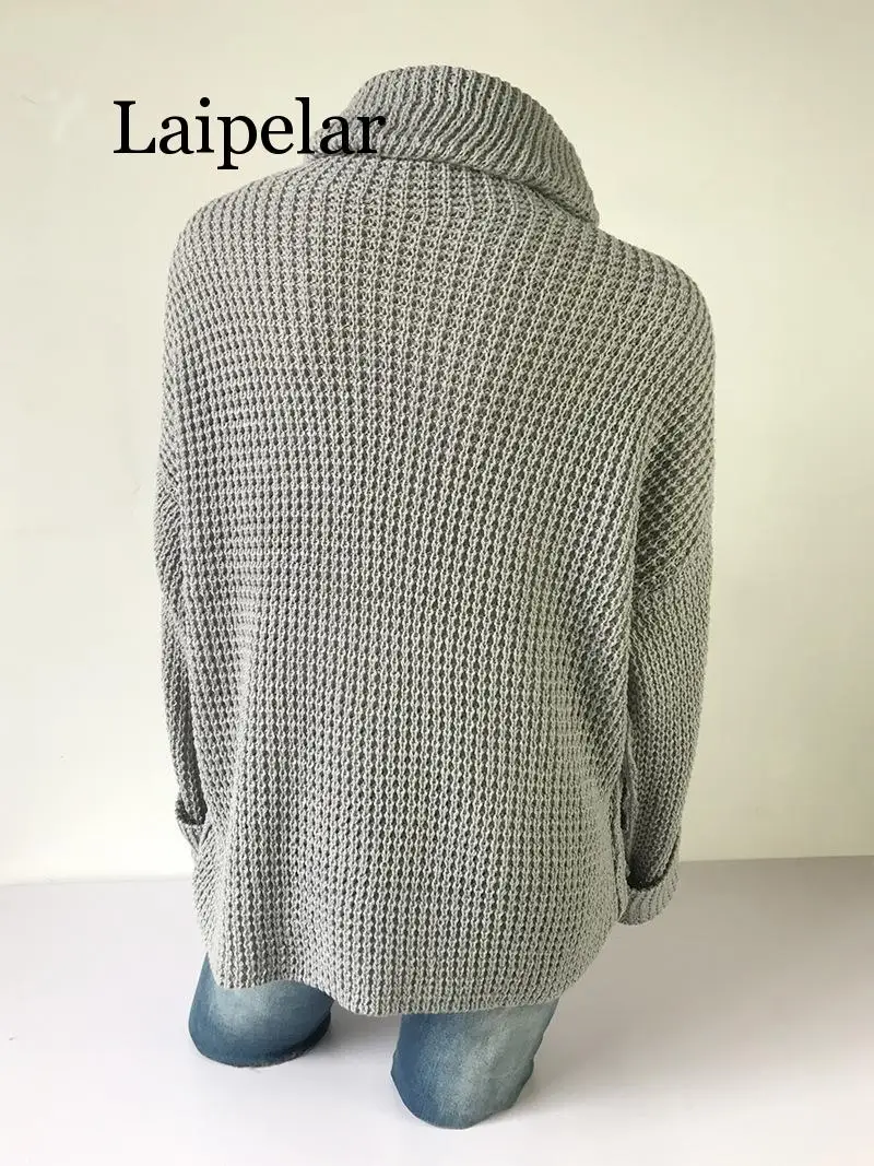 

Laipelar Loose long sleeve knitting turtleneck women pullover jumper oversized winter clothes women solid casual streetwear coat