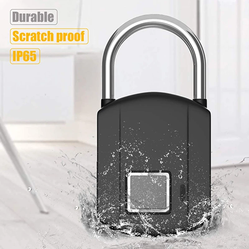

Fingerprint Padlock IP65 Waterproof Smart Padlock Security Biometric Padlock Thumbprint Locks for Outdoor/Gym Locker