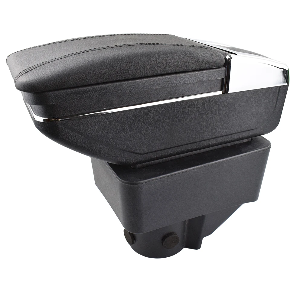 Black thread Подлокотник для Ford Fiesta 2011- с содержанием подлокотника, двухслойный ящик для хранения, украшение автомобиля, стиль, новинка - Название цвета: Black thread