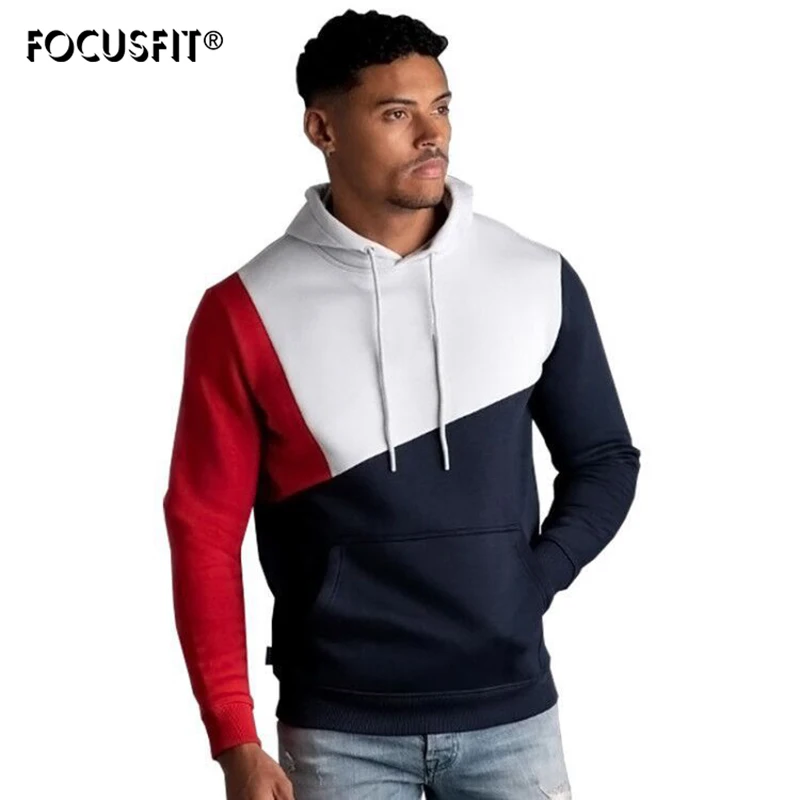 

2021 Winter Plus Size Hoodie Men's Color Stitching Hooded Fir Casual Hoodie Men's Sweatshirt Hoodie