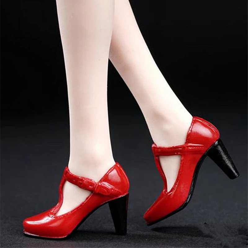 

1:6 scale female girl woman young lady high-heeled shoes model red/black/grey color for 12 inches action figures accessories