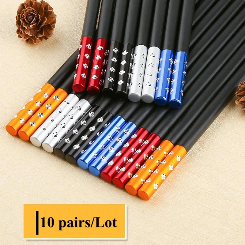 10 пар корейских палочек для еды нескользящий сплав японский набор домашняя