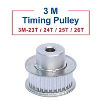 timing pulley 3m 23t24t25t26t aluminum material belt pulley process hole 5 mm slot width 11mm for width 10 mm 3m timing belt