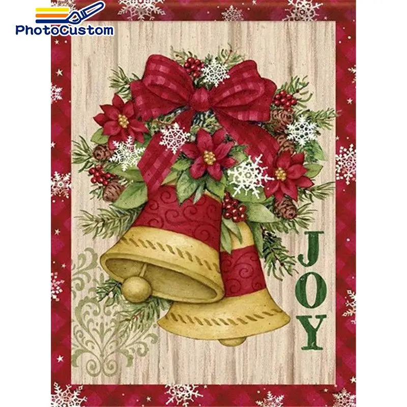 

PhotoCustom Painting By Number Christmas Bells Picture Hand Painted Pictures Art Drawing On Canvas Gift