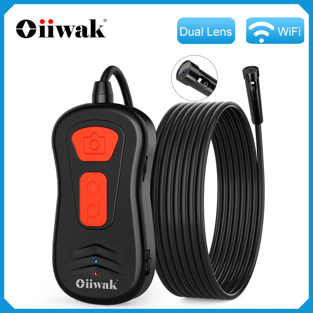 Беспроводной Эндоскоп Oiiwak 8 мм двойной объектив HD IP67 3-кратный зум |