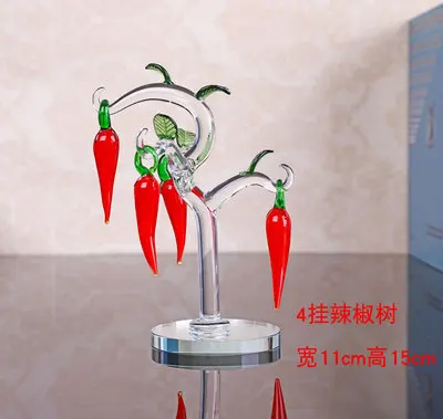 4pcs Single-hang Кристалл творческий день Чили дерево красные огненные украшения винный шкаф гостиная Свадебные украшения домашний декор стола - Цвет: 4pcs Single-hang