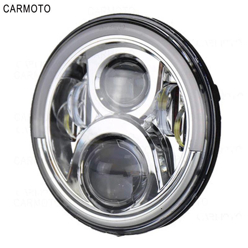 1pcs 7 Inch DOT SAE E9 Motorcycle Headlamp with angle eye Led Headlight 7inch housing bucket trim ring for Touring Electra Glide