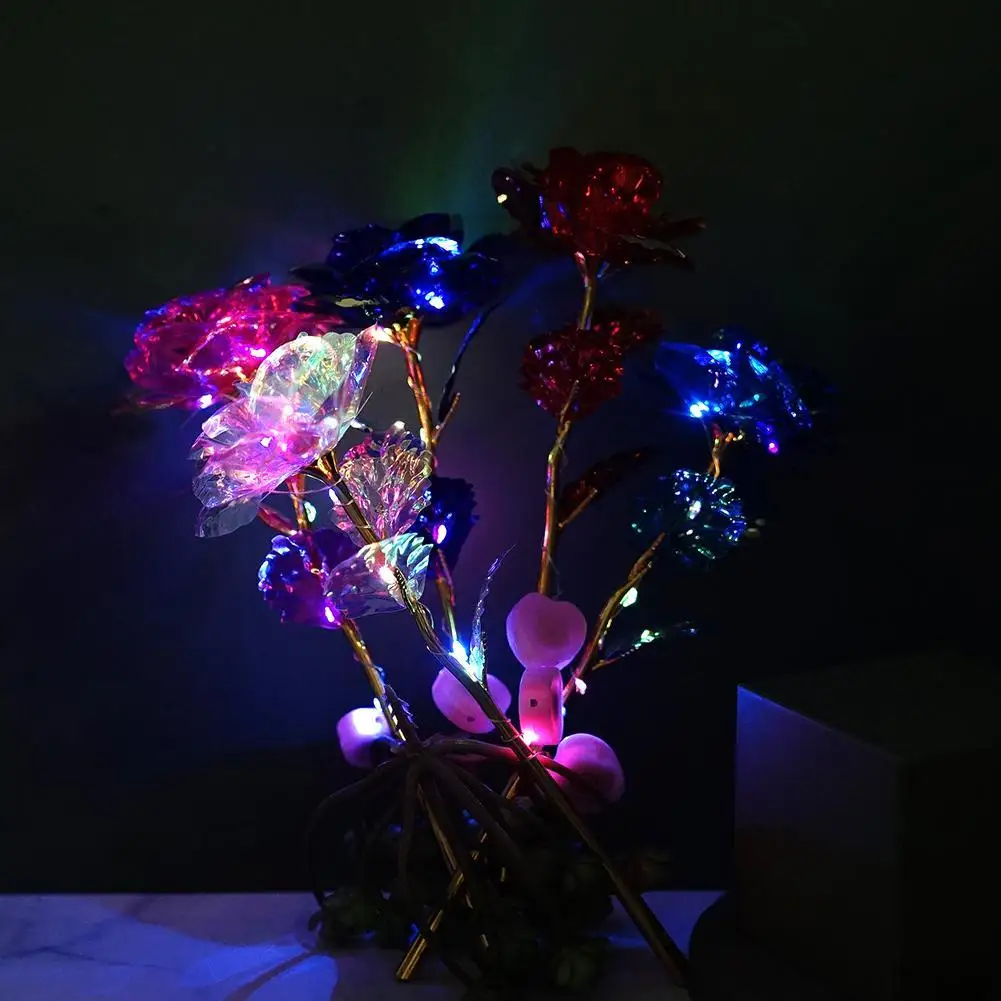 

LED Galaxy Rose Valentine's Day Creative Gift 24k Foil Rose Rose Plated Lasts Rose Decor Forever Led Wedding Gold Love