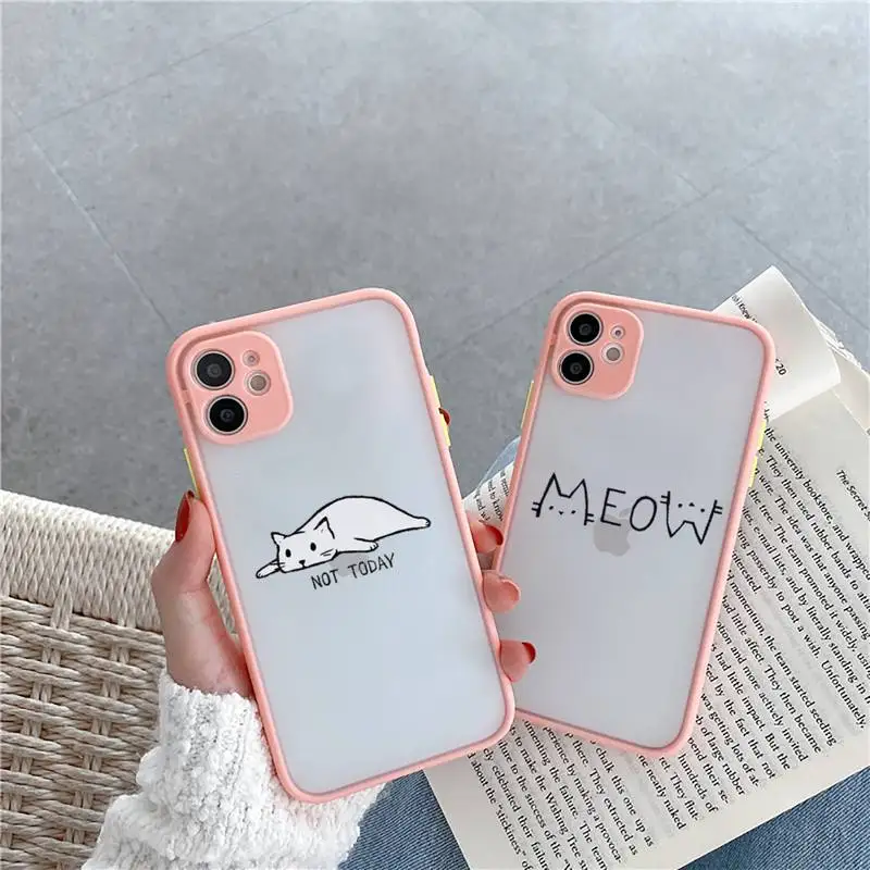 

cat paw Cute cartoon Phone Case matte transparent For iphone 7 8 11 12 13 plus mini x xs xr pro max cover