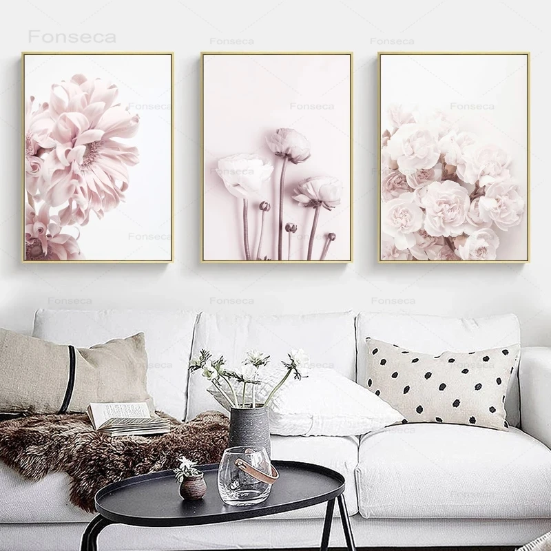 

Nordic Posters and Prints Modern Pink Flower Canvas Printings for Living Room Home Decoracion Salon Bedroom Wall Art Pictures