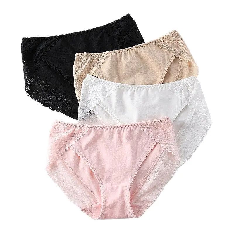 M - XXL Women's cotton panties women's briefs mis-rise female lace 4 pieces underpants women underwear | Женская одежда