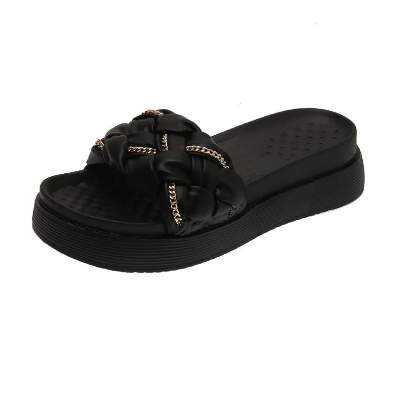 

Shoes House Slippers Platform Low Summer Clogs Woman Luxury Slides Pantofle Rubber Flip Flops Beach Designer 2021 Hawaiian Rome