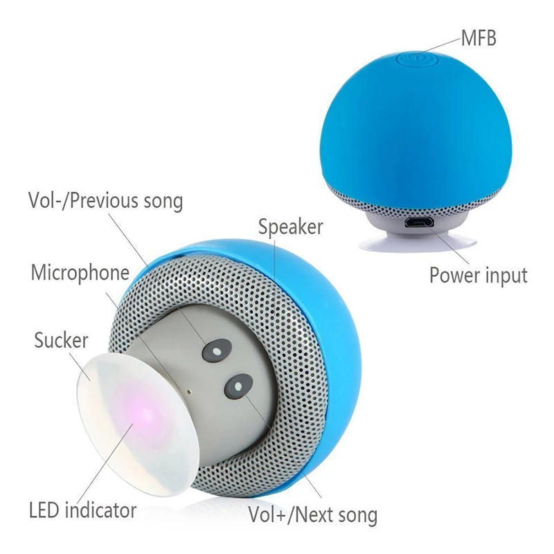 Беспроводной мини Bluetooth Динамик kebidu в форме гриба присоска аудиоприемник