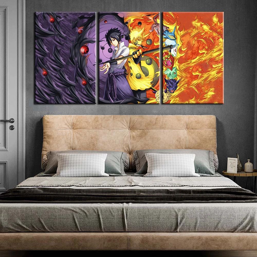 

3 шт., настенные наклейки с изображением Саске, картина в стиле аниме