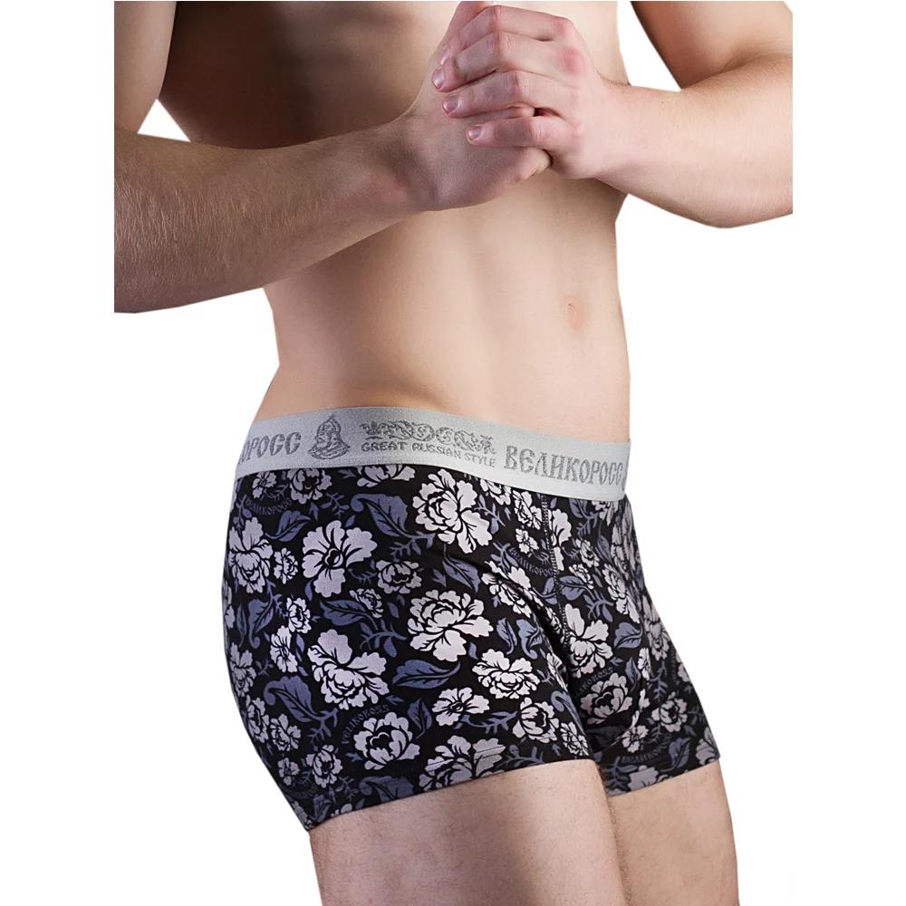 Трусы боксеры Великоросс серая хохлома хлопок ПИМа|Мужские трусы боксеры| |