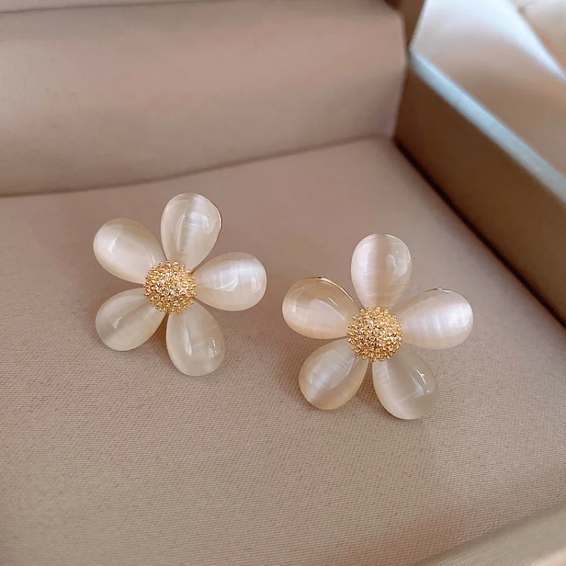 

Flower Earrings Petals New Fashion In 2020 Korean Temperament Net Red Jade Pure Silver High-grade Earrings For Women