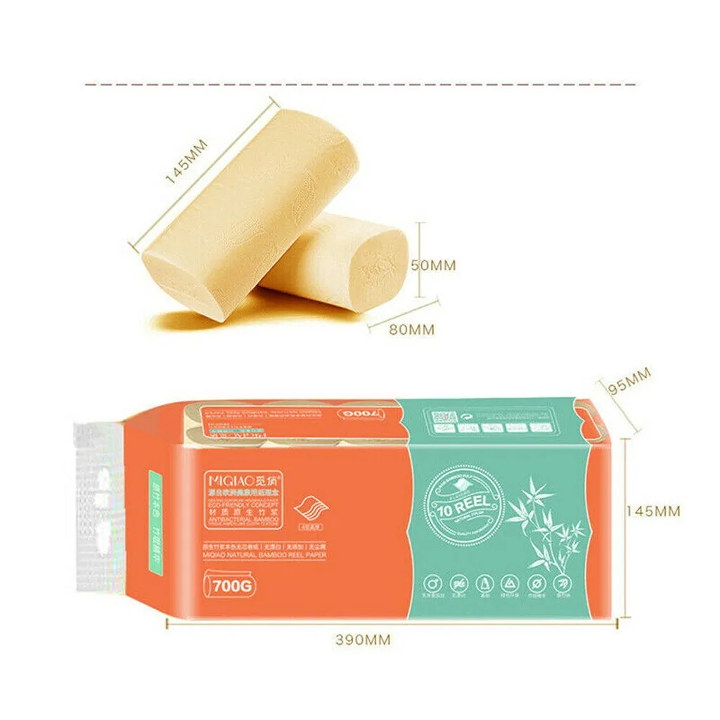 10 шт. три слоя туалетной бумаги натуральная бамбуковая целлюлоза лицевая бумага