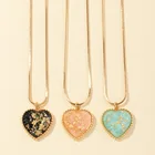Романтическое милое ожерелье с подвеской в виде цветного сердца для женщин Золотая цепочка до ключицы 2020 модное женское ожерелье ювелирные изделия в подарок