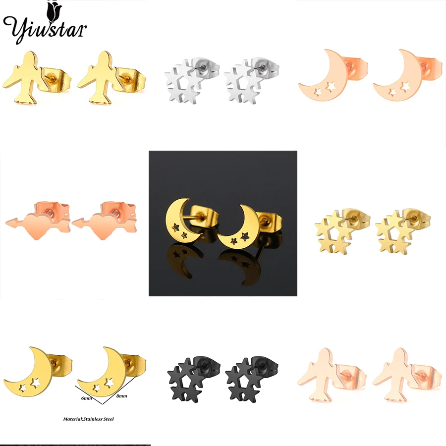 

Серьги-гвоздики Yiustar женские из нержавеющей стали, в форме Луны