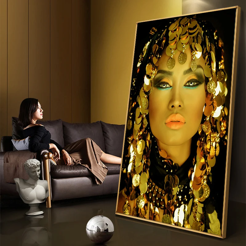 

Nordic Modern Makeup Golden Women's Living Room Decorative Canvas Painting Posters and Prints Mosaic Wall Art Picture Home Decor