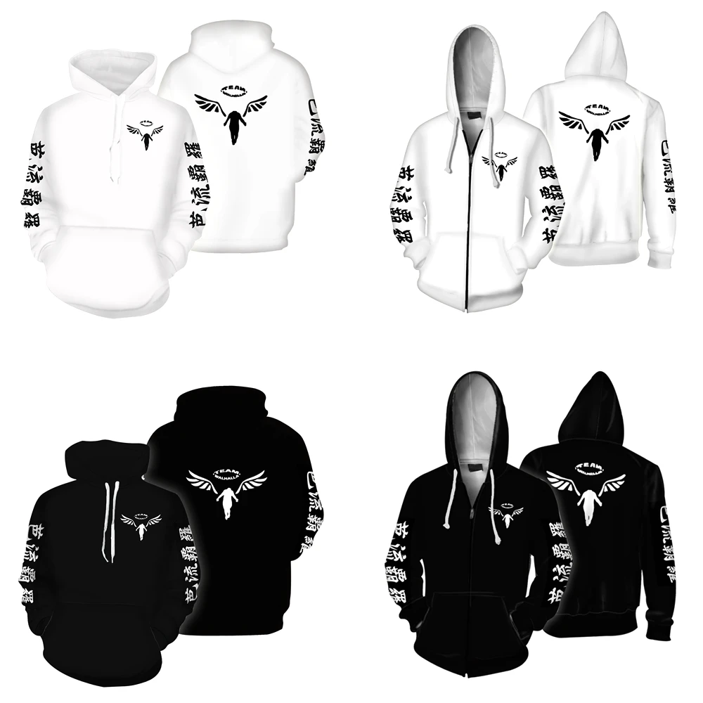

Anime Tokyo Revengers Hanemiya Kazutora Cosplay Costumes Hoodie Coat Valhalla Uniform Mikey Draken Sweatshirt Jackets Halloween