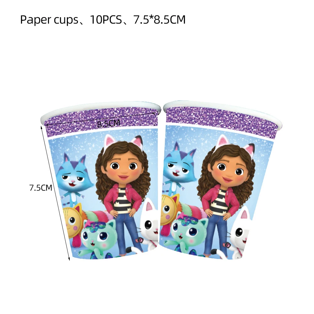 new gabby dollhouse cats birthday decoration balloon disposable tableware for kids gabby doll house figures party supplies free global shipping