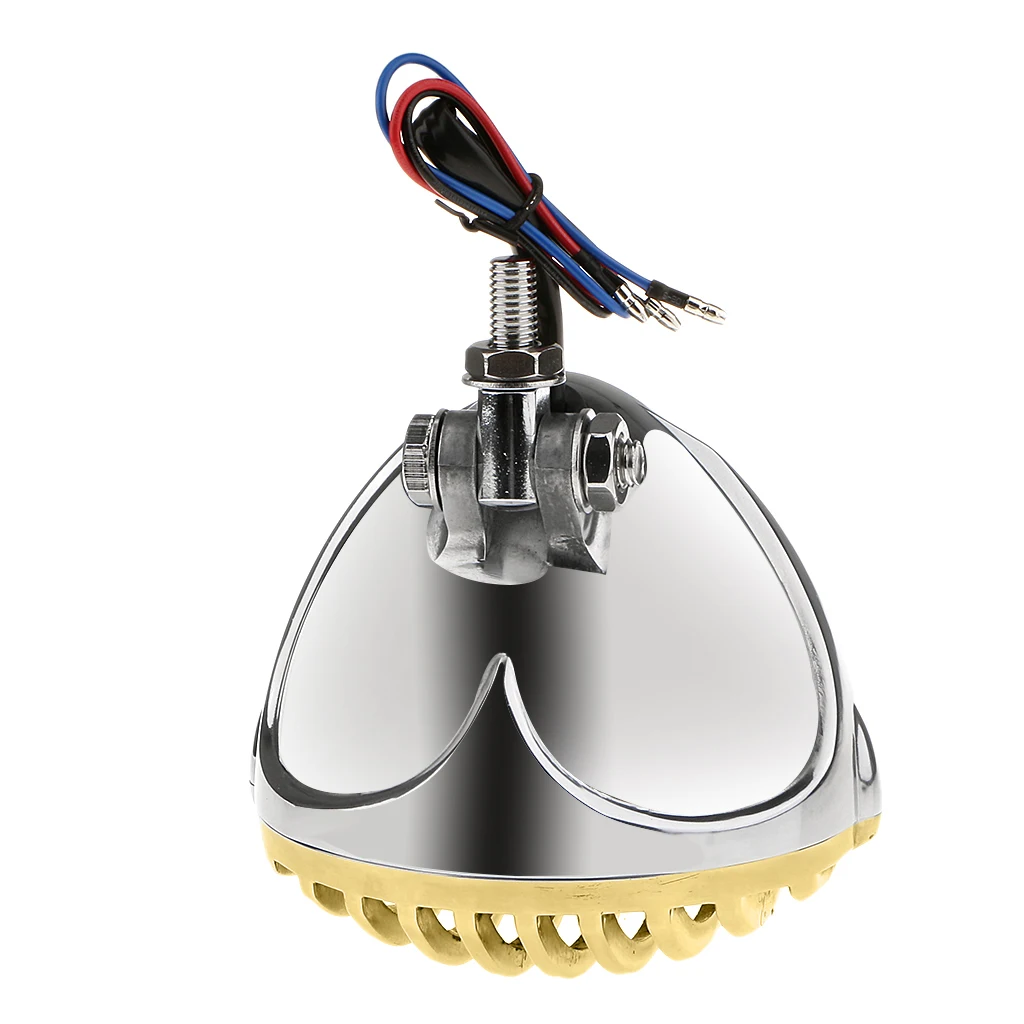 1 Pcs Motorcycle Front Headlight with Grill Cover Housing For Bobber 12V 55W H4 Bulb Running Lights& Low Beam 5 Colors