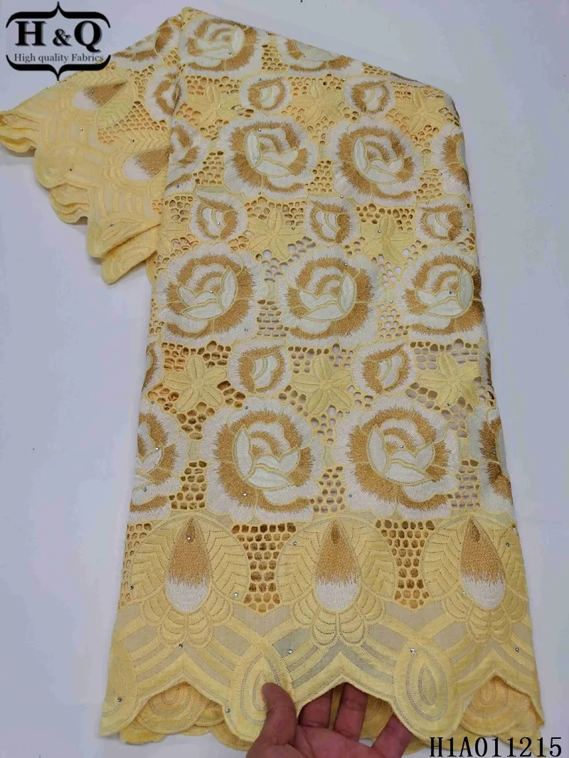 

H&Q latest big red swiss lace fabric embroidery with stones 5 yards/piece african dry laces 100% cotton fabrics for party dress
