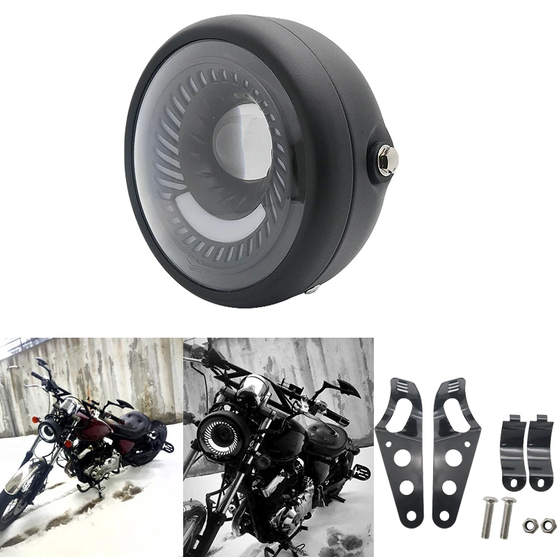 6 5 &quotсветодиодный фонарь для мотоцикла Hi &amp Lo фара DRL с ангельским кольцом Harley