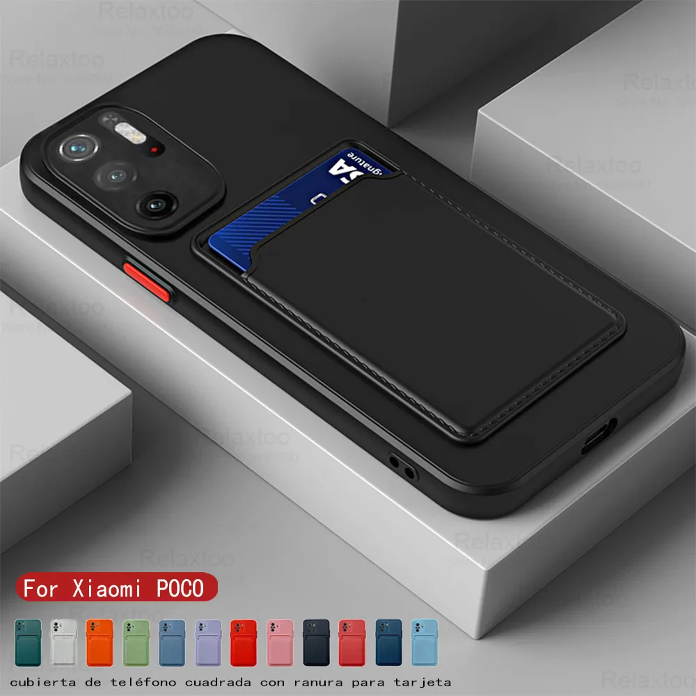 square card slot holder soft silicon back covers for xiaomi pocophone poco x3 nfc m3 pro f3 x 3 m3pro m 3pro shockproof coques free global shipping