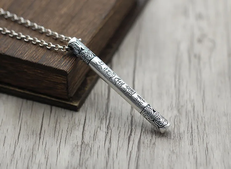 

New 100% S990 Sterling Silver Retro Pendant Sun Wukong Ruyi Jingu Bang Monkey King Bar Thai Silver Pendant Men And Women gift