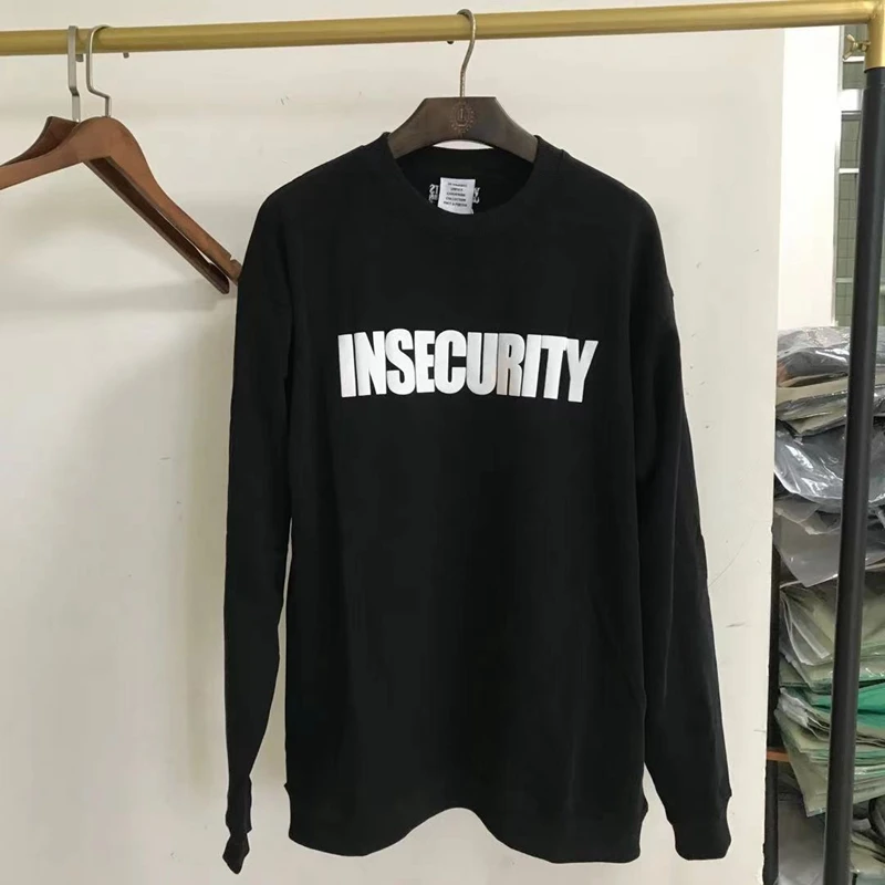 

High Quality Oversize VETEMENTS INSECURITY Logo Sweatshirt Men Women 1:1 Foam Print Vetements Hoodie VTM Couple Clothes