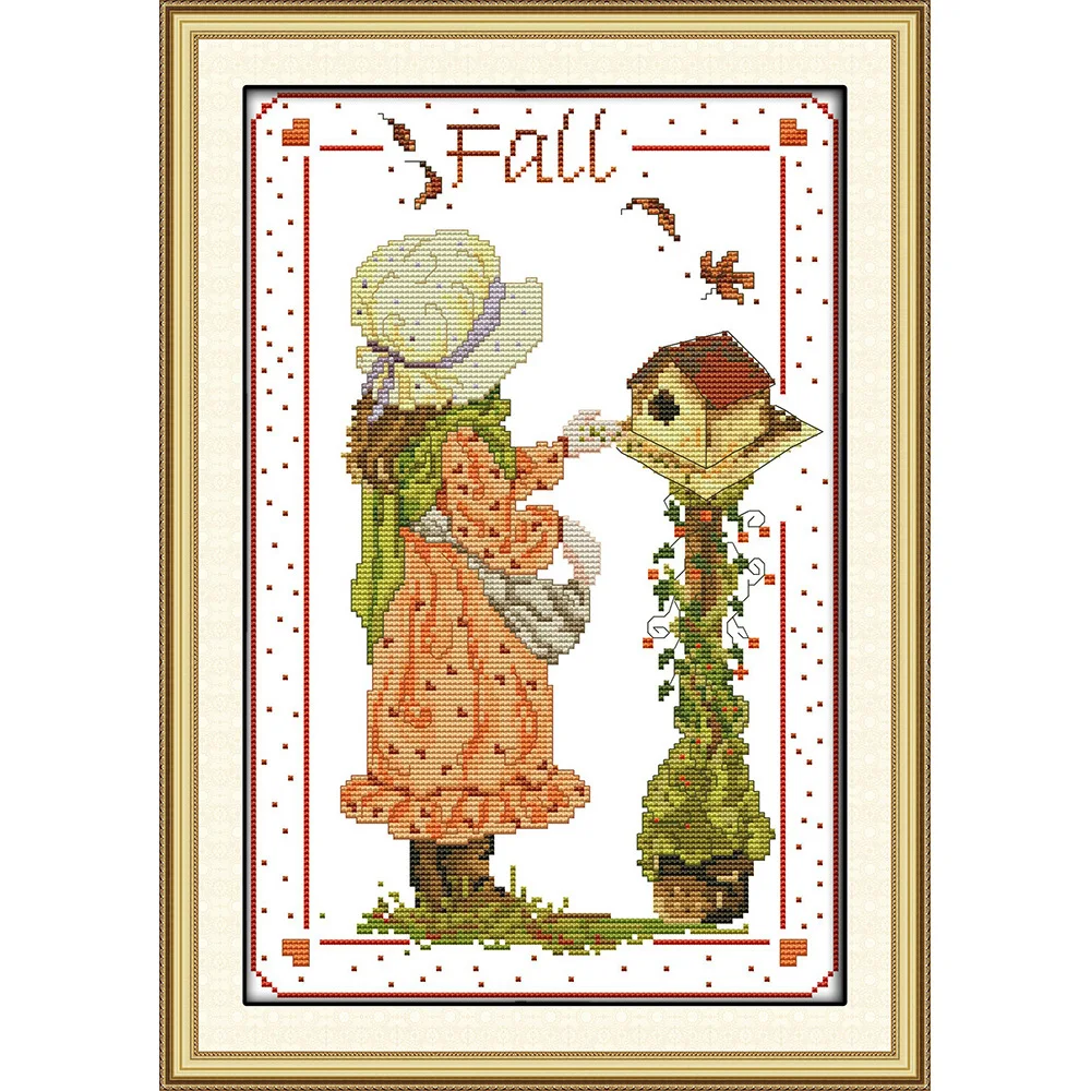 

Everlasting Love Feed The Birds Chinese Cross Stitch Kits Ecological Cotton Stamped Printed 11CT DIY Wedding Decoration For Home