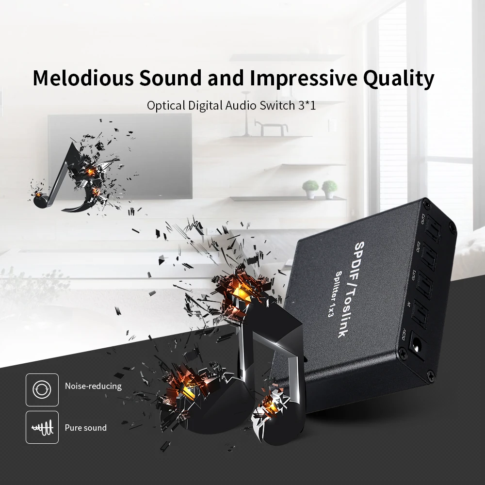 SPDIF Toslink Цифровой оптический аудио разветвитель 1x3 сплиттер адаптер 1 В до 3 выход с