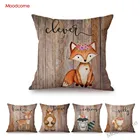 Чехол для детской диванной подушки, с изображением лесных животных, деревянной текстуры, из хлопка и льна