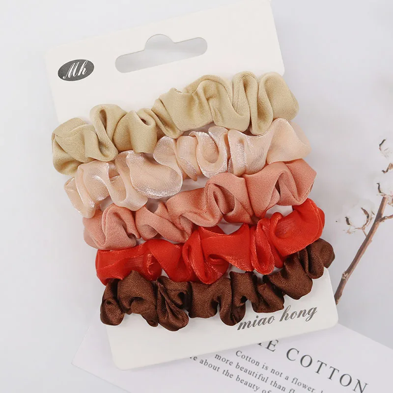 

5Pcs Scrunchies Hairband Hair Tie Women for Hair Accessories Satin Scrunchies Stretch Ponytail Holders Handmade Gift Heandband