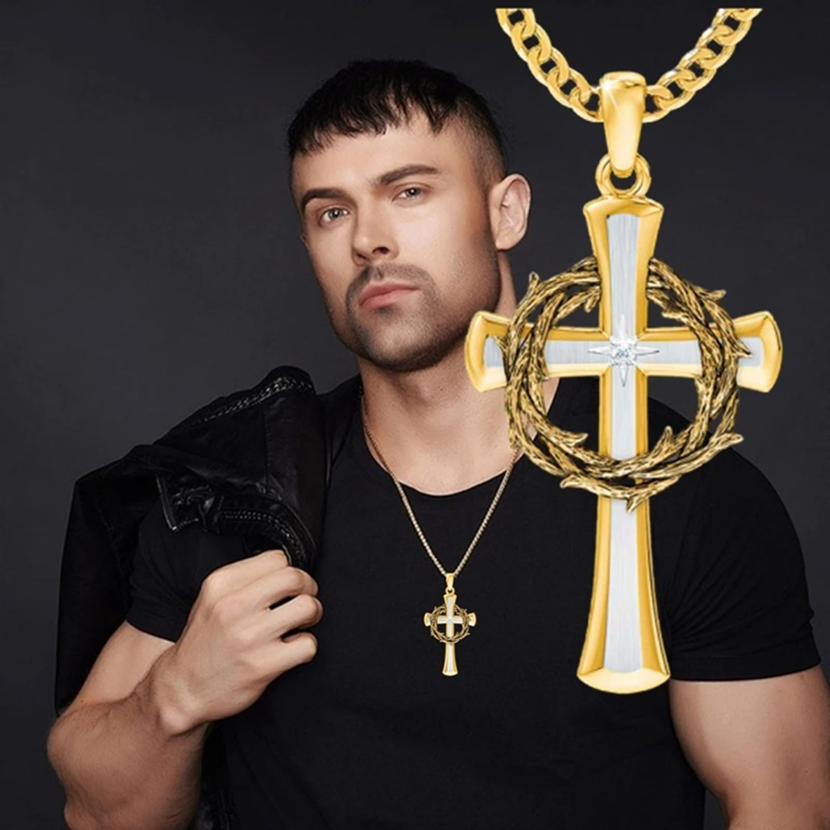 Новинка 2022 модное кольцо с заусенцами подвеска из Библии крестом Иисуса ожерелье