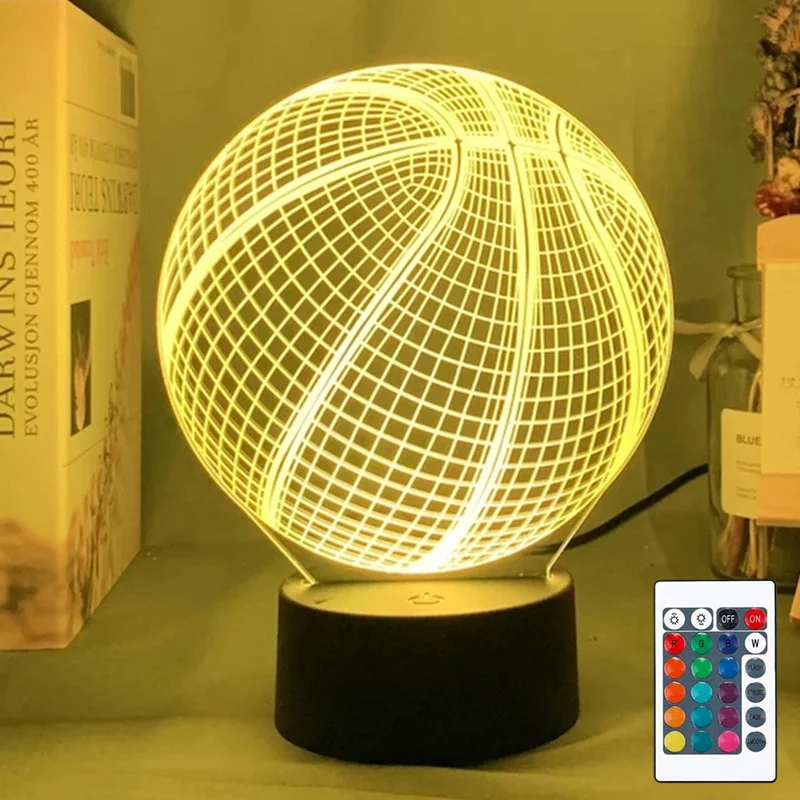 

3D Illusion Night Lamp Basketball Ball Colorful Acrylic Nightlight Touches Control Room Decor Gift Bedroom Night JS23