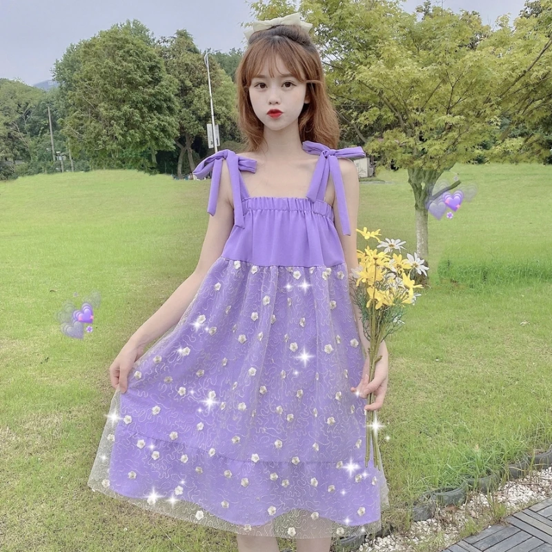 

Милая хипстерская фатиновая юбка в японском стиле с цветочным принтом маргаритки с высокой талией средней длины женское платье летнее плат...