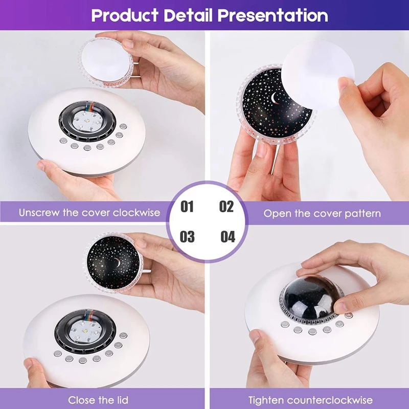White Noise Machine Baby Sleep Sound - 20 Non-Looping Soothing Nature Sounds/Lullaby 10 Modes Star Projector Night Lig | Лампы и