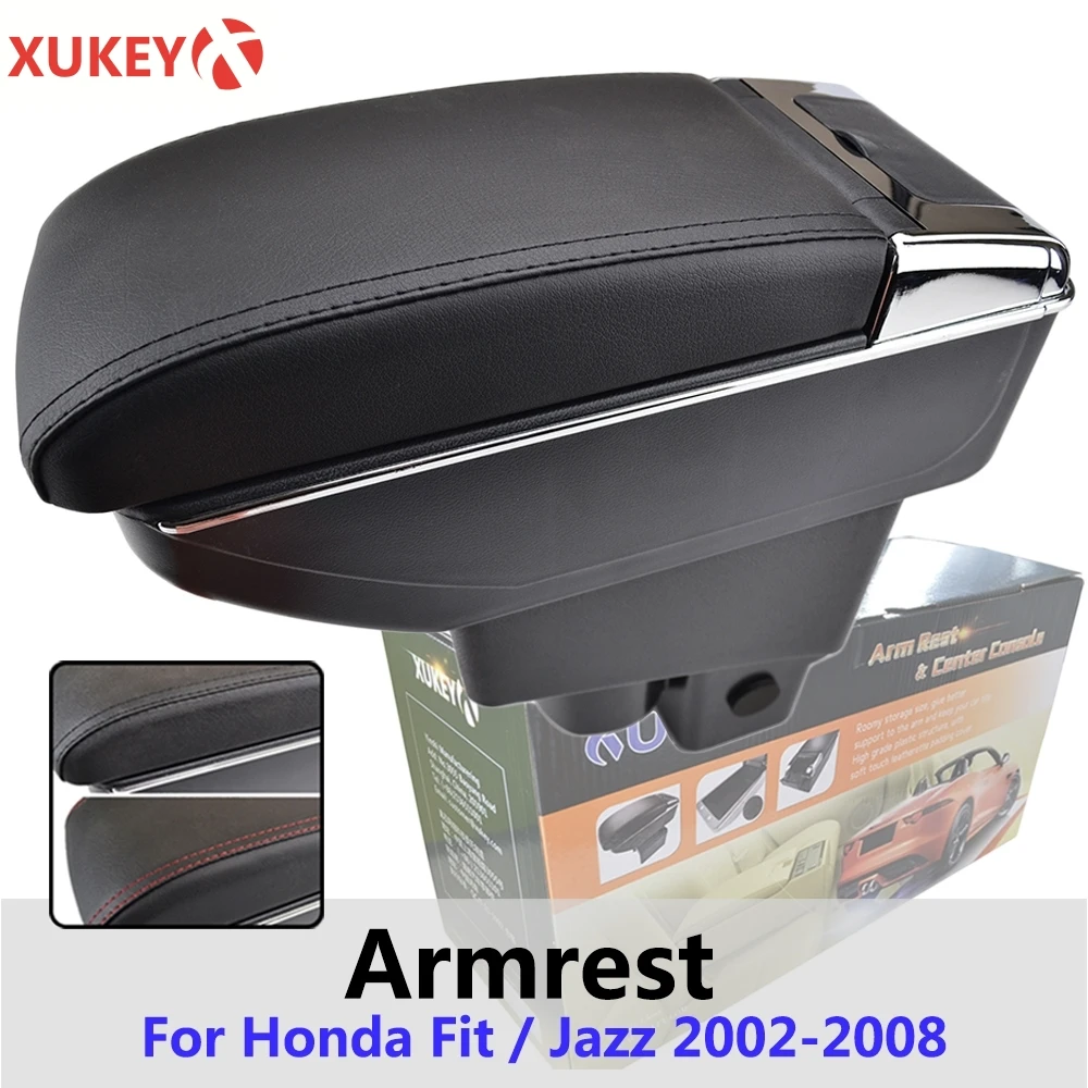 

Центральный подлокотник Xukey, черный центральный подлокотник для Honda Fit Jazz 2002-2008, контейнер для хэтчбека, Стайлинг автомобиля, пепельница, 2004, ...