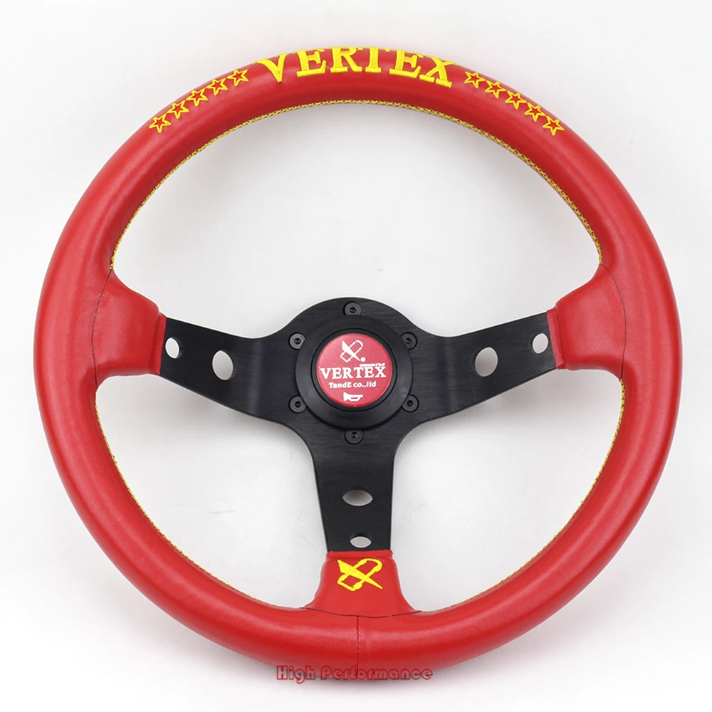 Гонки 330 мм Универсальный 13 дюймов красные кожаные Vertex рулевое колесо|Рулевые