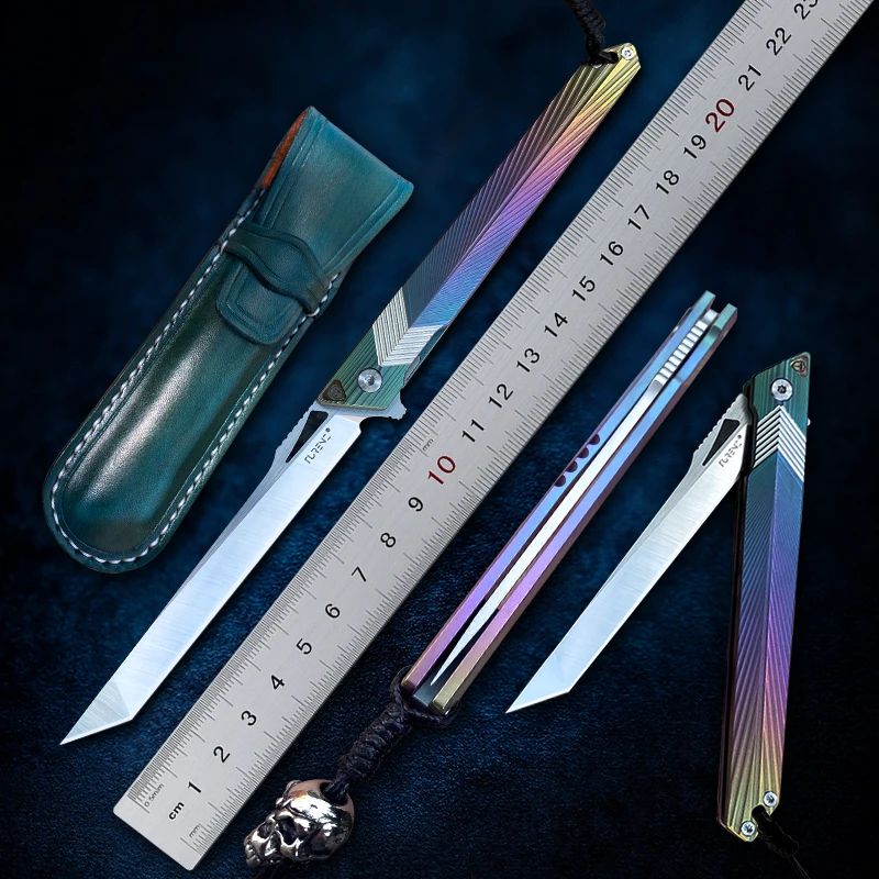 

M390 powder steel folding knife outdoor high hardness military knife body sharp titanium alloy knife hand tool knife