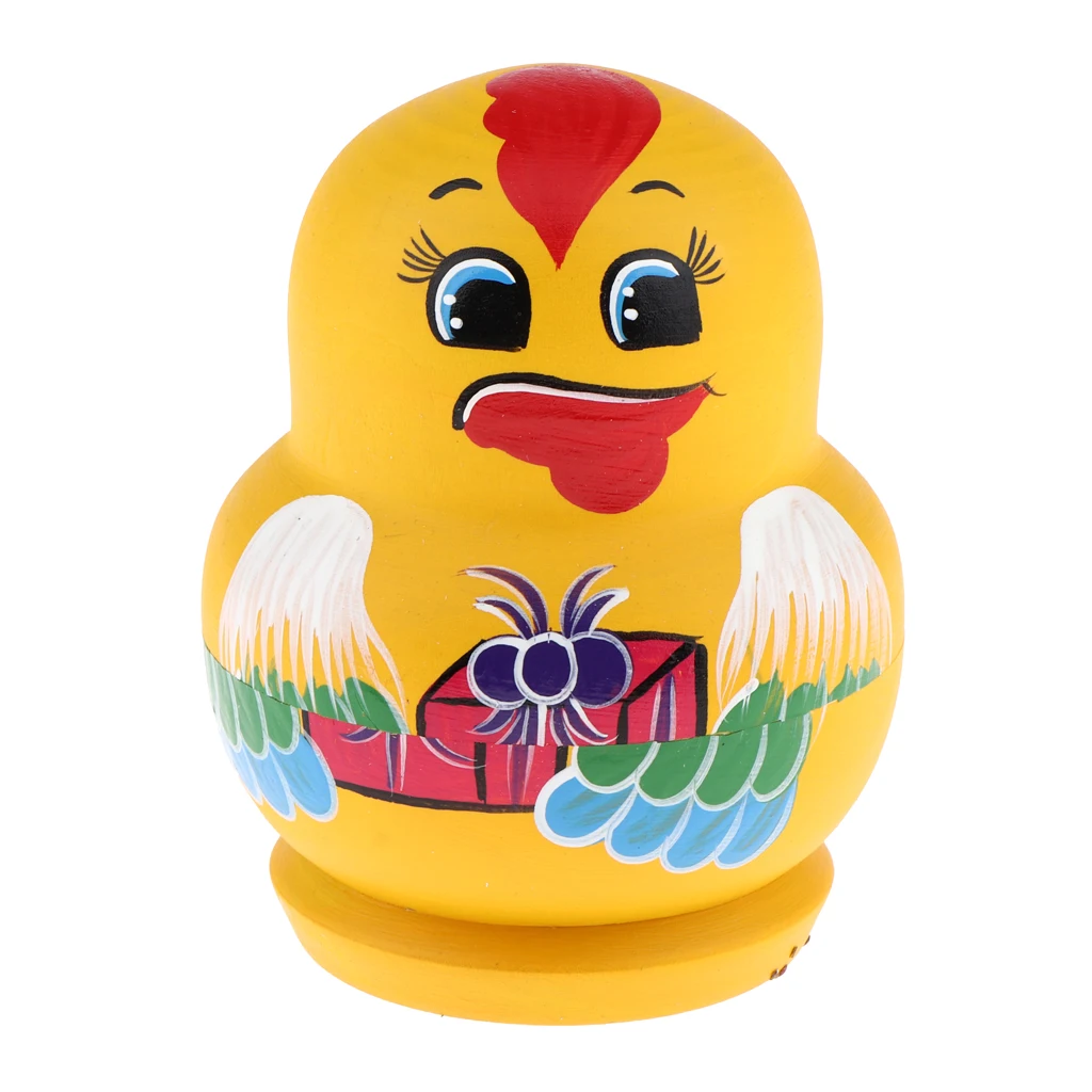 

8 Piece Wood Stacking Dolls Cartoon Cute Chick with Wing Toys