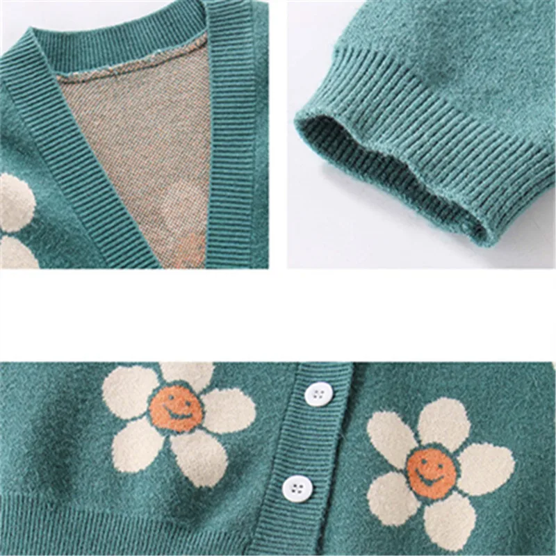 

Baby Girls Outerwear Coat for Girl Fashion Flower Cardigan Clothing Sweater Outwear Children Kids Autumn Winter Coats 5-13 Years